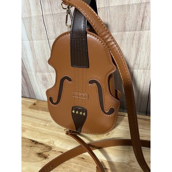 Violin Shape Synthetic Leather Small Backpack Crossbody Shoulder Bag main image 8